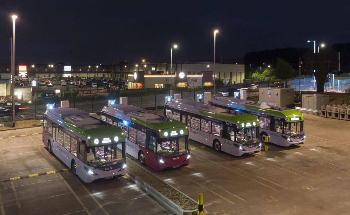 Electric bus depots trial smart charging to help balance National Grid