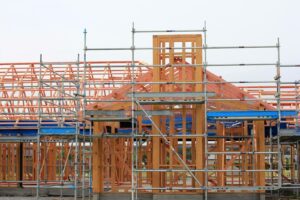 a building under construction with scaffolding around it